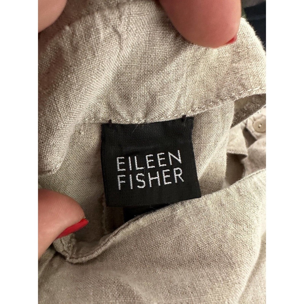EILEEN FISHER 100% Organic Linen Pants Natural Beige Relaxed Side Zip Women XL - Picture 9 of 12